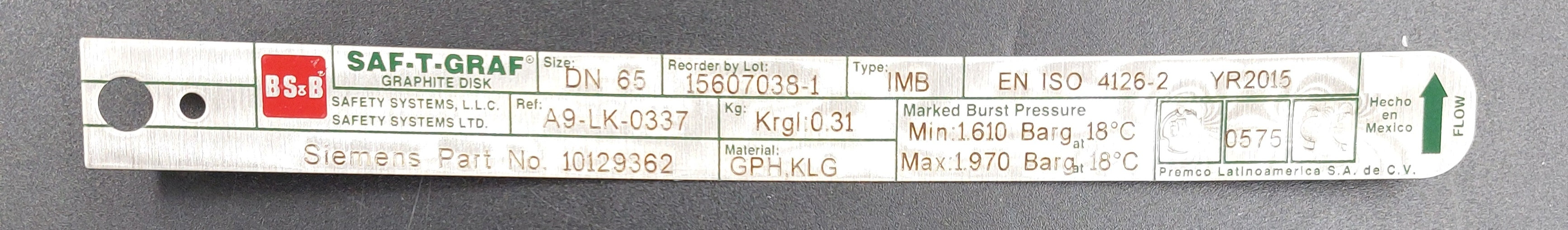 26psi Graphite Burst Disc - m.e.d. GmbH Schulz