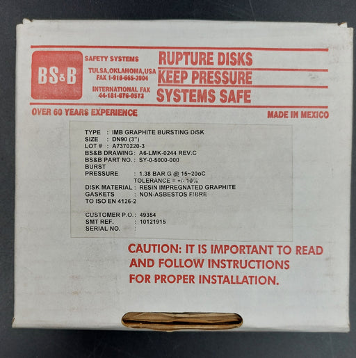 90MM NB 20 PSI GRAPHITE BURST DISC - m.e.d. GmbH Schulz