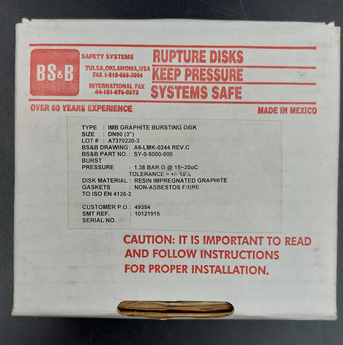 90MM NB 20 PSI GRAPHITE BURST DISC - m.e.d. GmbH Schulz