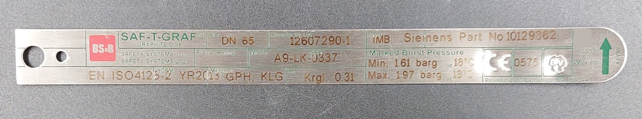 26psi Graphite Burst Disc - m.e.d. GmbH Schulz