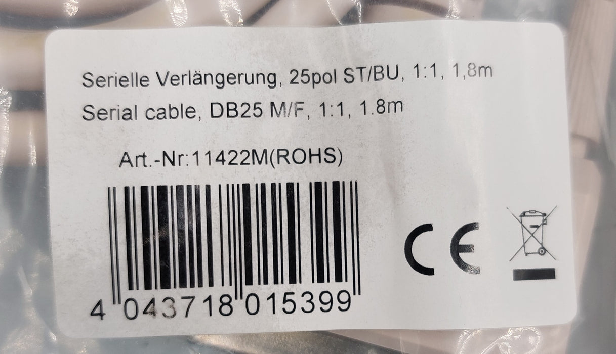 Serial cable, DB25M/ F, 1:1, 1.8m - m.e.d. GmbH Schulz