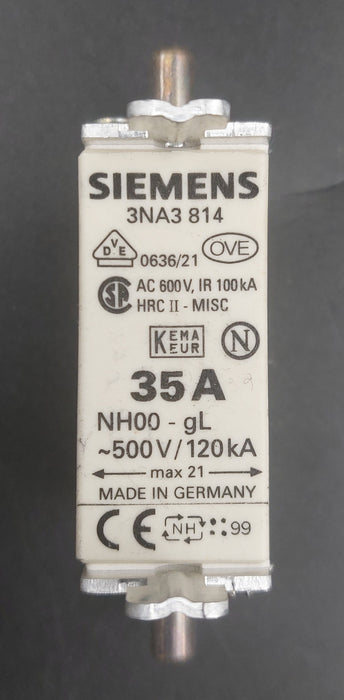 Siemens NH-Sicherung NH000 35A gG 500Vac/250Vdc - m.e.d. GmbH Schulz