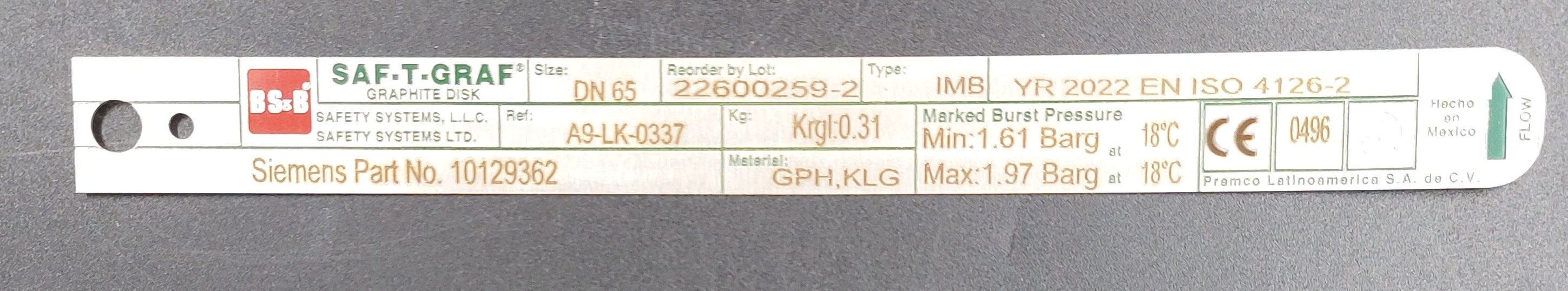26psi Graphite Burst Disc - m.e.d. GmbH Schulz